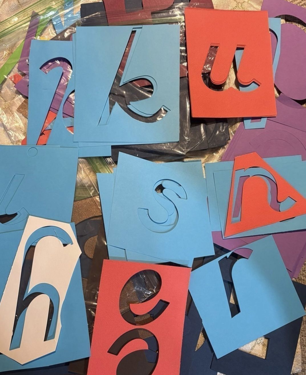 Card Stock Paper Letters Stencil mixed fonts