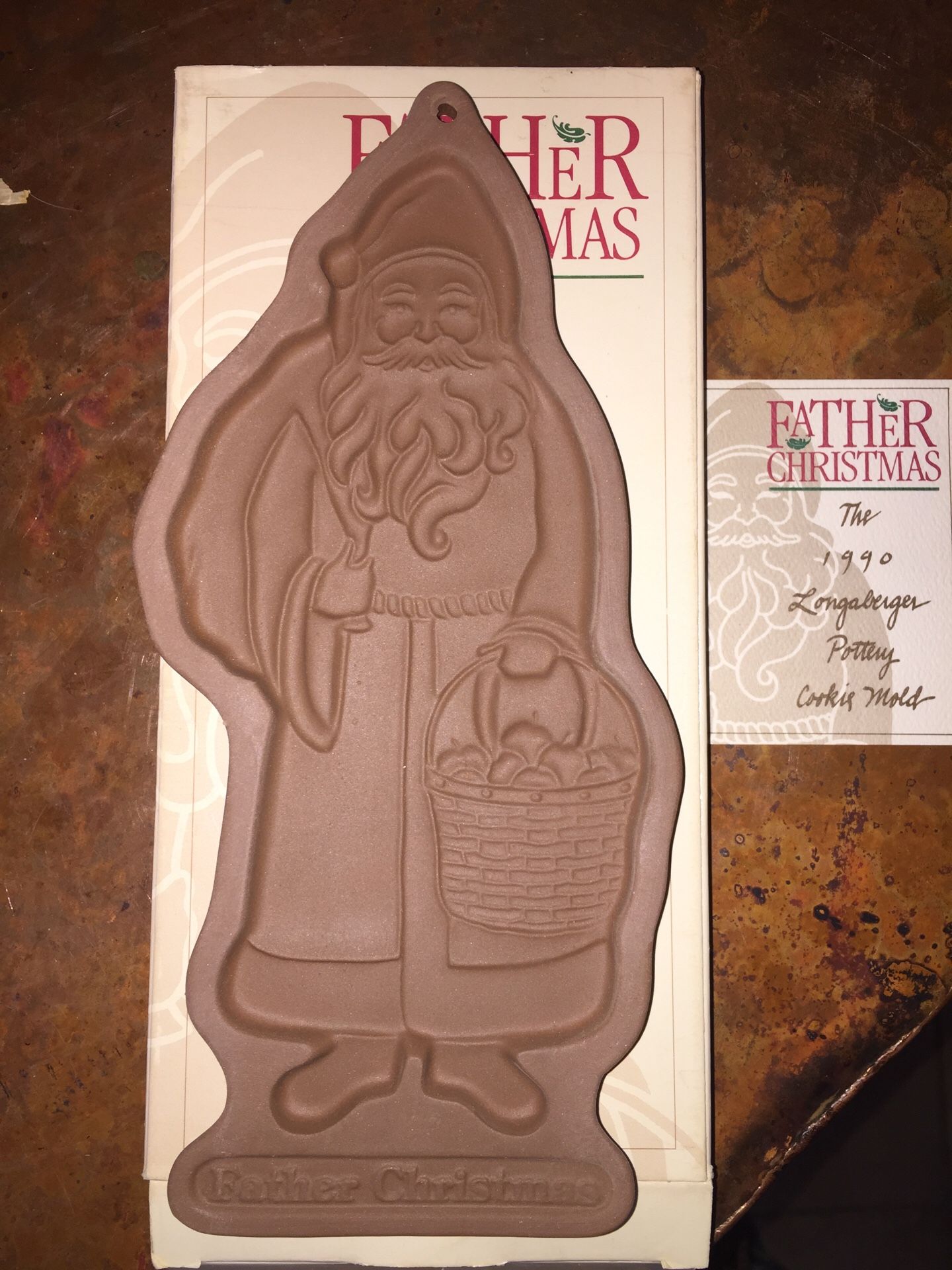 Longaberger Pottery Father Christmas Cookie Mold NIB