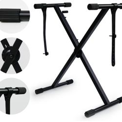 Single-X Keyboard Stand, Pre-Assembled X-Style Keyboard Stand with Locking Straps