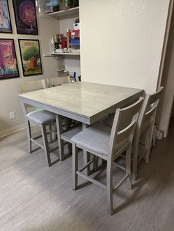 Lerra Driftwood Counter Height Table Set For 4 - Living Spaces