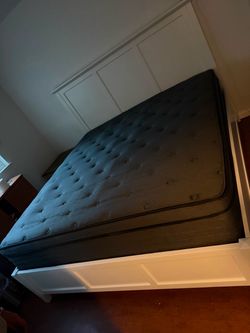 Pillow Top Mattress with White Bed Frame