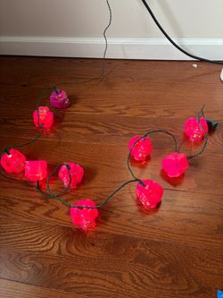 Vintage Pink Bat Blow Mold 10 String Lights Halloween Decor Tested Works