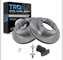 TRQ Brake Pad & Rotor Posi Ceramic Front & Kit Set for 4Runner Tacoma