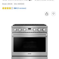Thor 36” Gas Range Stainless Steel 