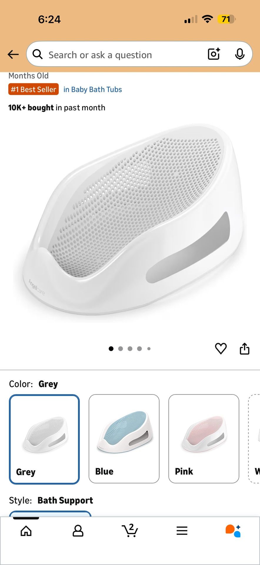 Angelcare Baby Bath Support (gray)