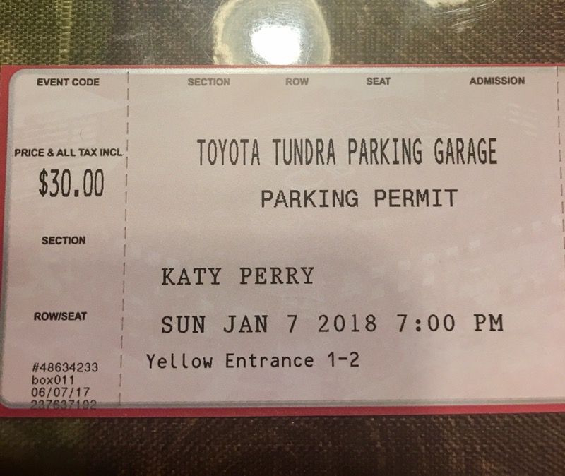 KATY PERRY PARKING TICKET !!!!! TOYOTA TUNDRA PARKING GARAGE