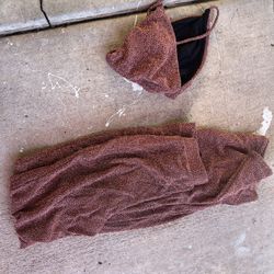 Rave Shimmer Rose Gold Bikini Top With Matching Pants 