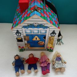 Melissa & Doug Wooden Doorbell House with 4 Dolls