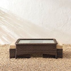 Wicker Coffee Table with Glass Top – Brand New in Box (Table Only)