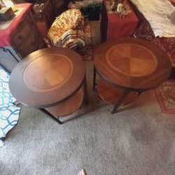 2 Round End Tables With Mahogany Design Ashley Furniture