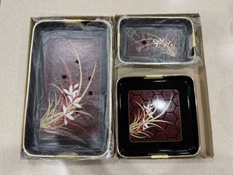 Vintage Japanese Lacquerware Nesting Serving Trays New