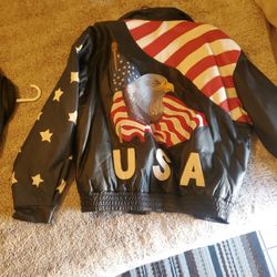 Men's patriotic leather Riding  jacket Xxl