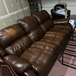 Brown Leather Recliner Couch