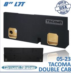 Black 8" L7t Dual Sealed Sub Box, Fits 05-23 Toyota Tacoma Double-Cab