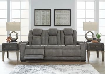 Grey electric recliner couch