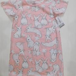 NWT Carter's Girls 4T Pink Bunny Rabbit Nightgown Gown Sleepwear