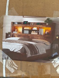 Kingsized bookcase headboard.