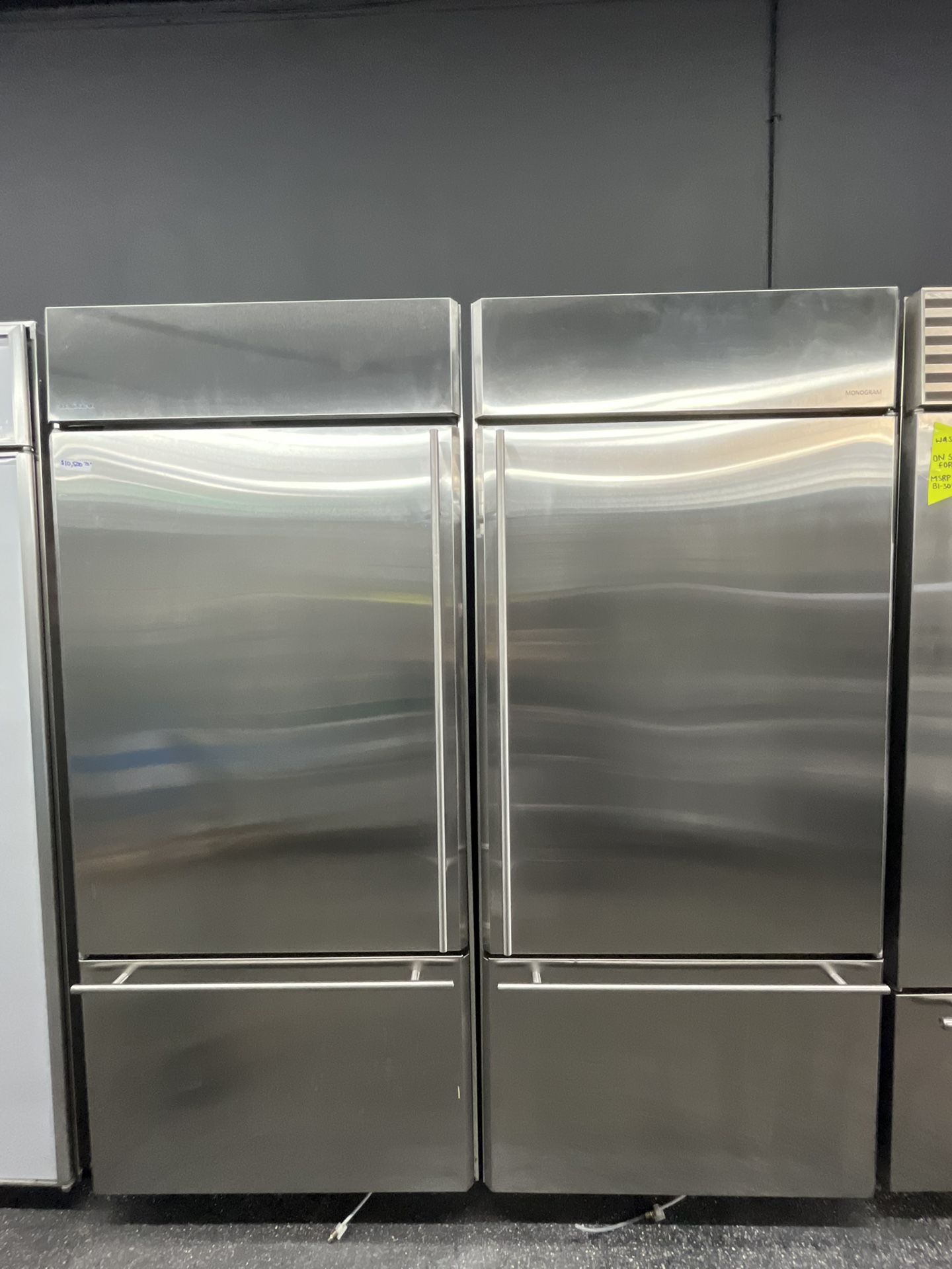 Monogram 72” Bottom Freezer Refrigerator Set Built In Stainless