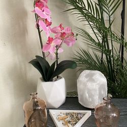 Pink Flower Decorative Jars Salt Rock And Zen Board