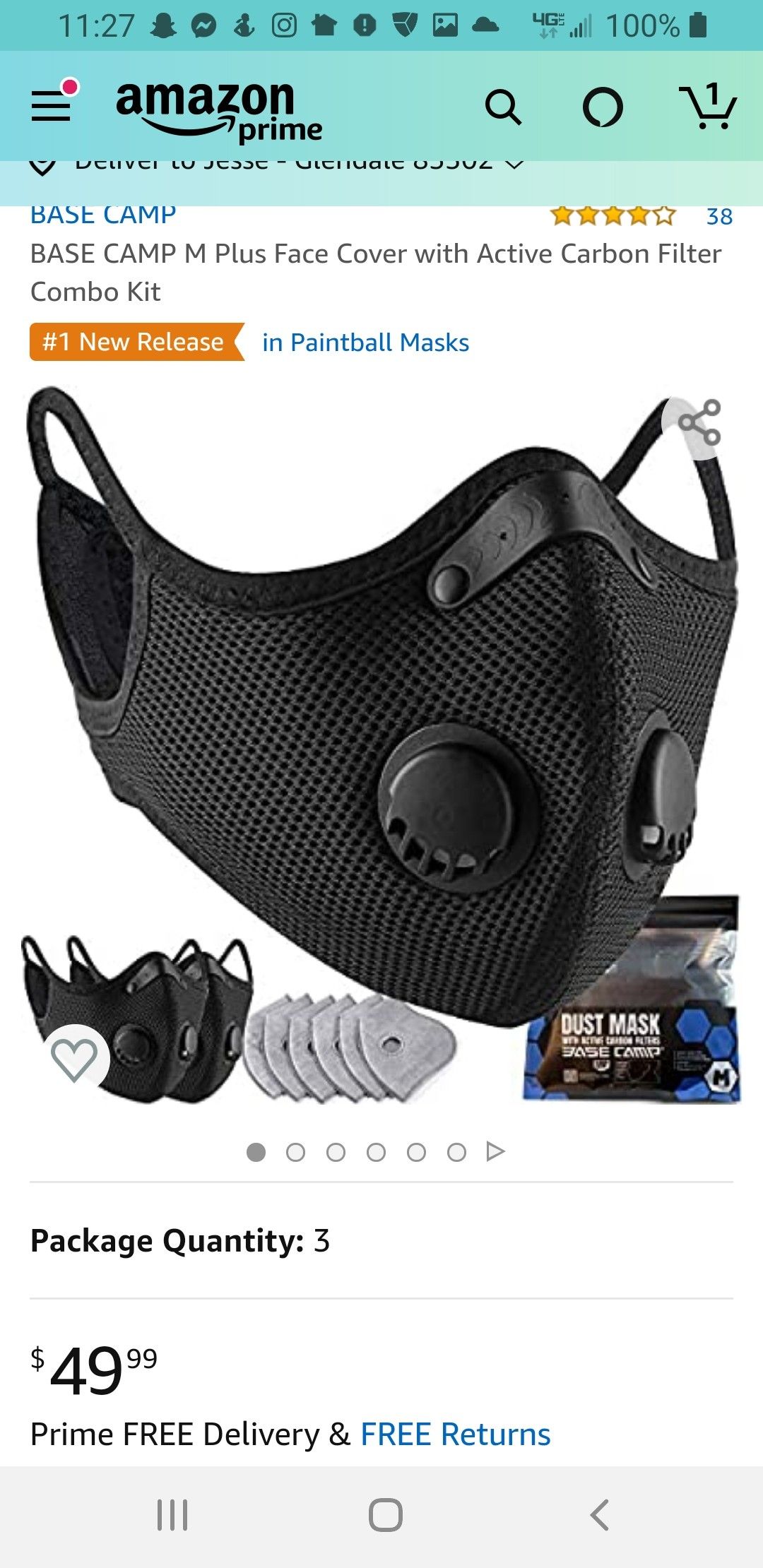 Dust mask with 12 carbon filters