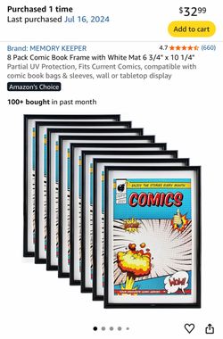 8 Pack Comic Book Frame with White Mat 6 3/4" x 10 1/4"