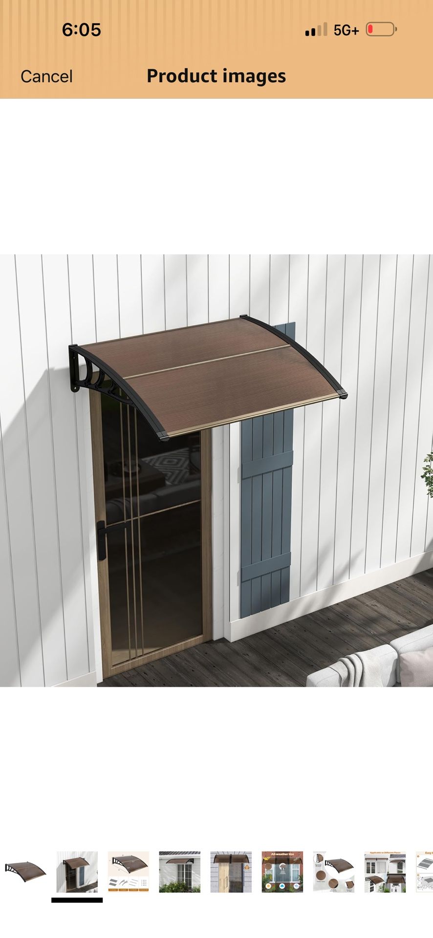 Macrout Outdoor Window Awning Exterior with Polycarbonate Panels for Door Entrance,