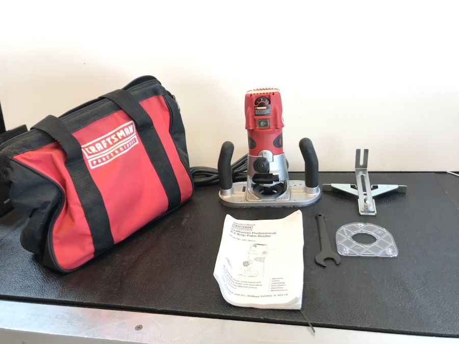 Craftsman Professional 28212 6.5 amp Corded Fixed Base Palm Router with bag and accessories. See pictures, like new. Price is firm