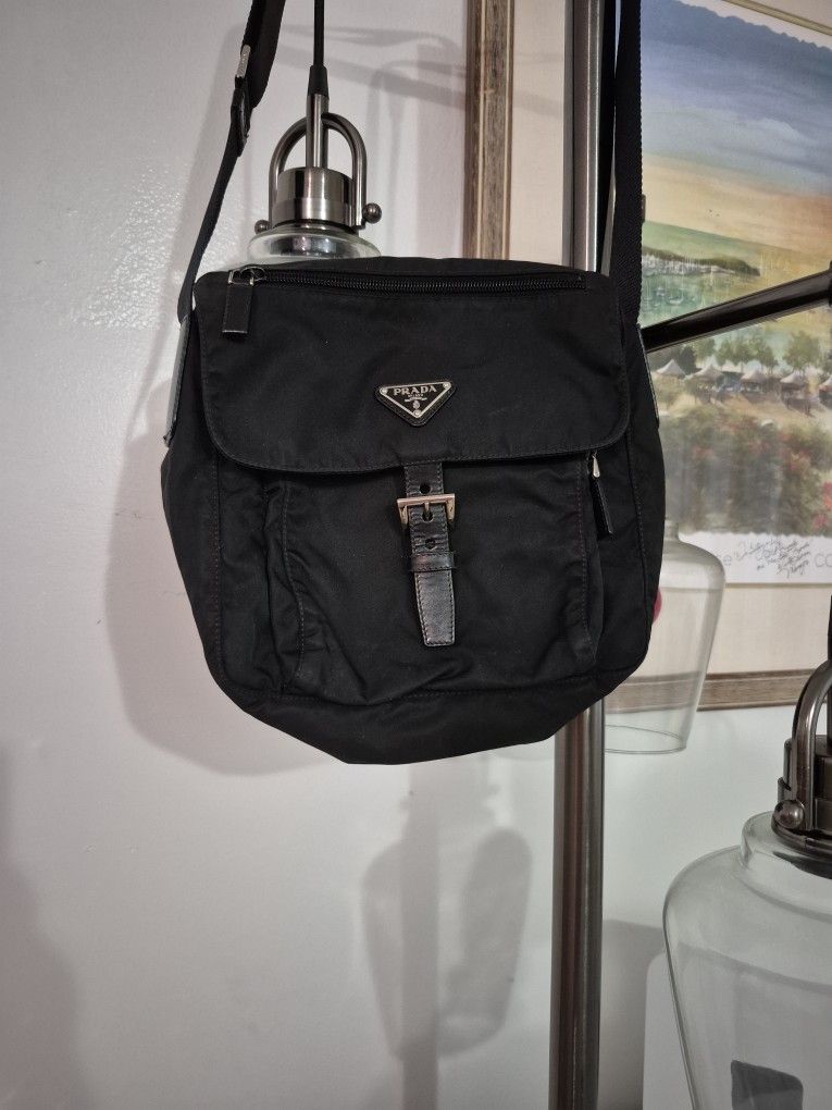 PRADA nylon Messenger Shoulder Bag Black