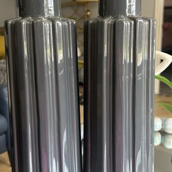 2- set of 2 tall  dark  blue ceramic deco home with Patented stripes vases H18in x W6in $10 each.