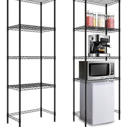 4 Tier Mini Adjustable Metal Shelf Unit - Black