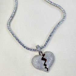 16" Set Tennis Chain Necklace Silver Plated 