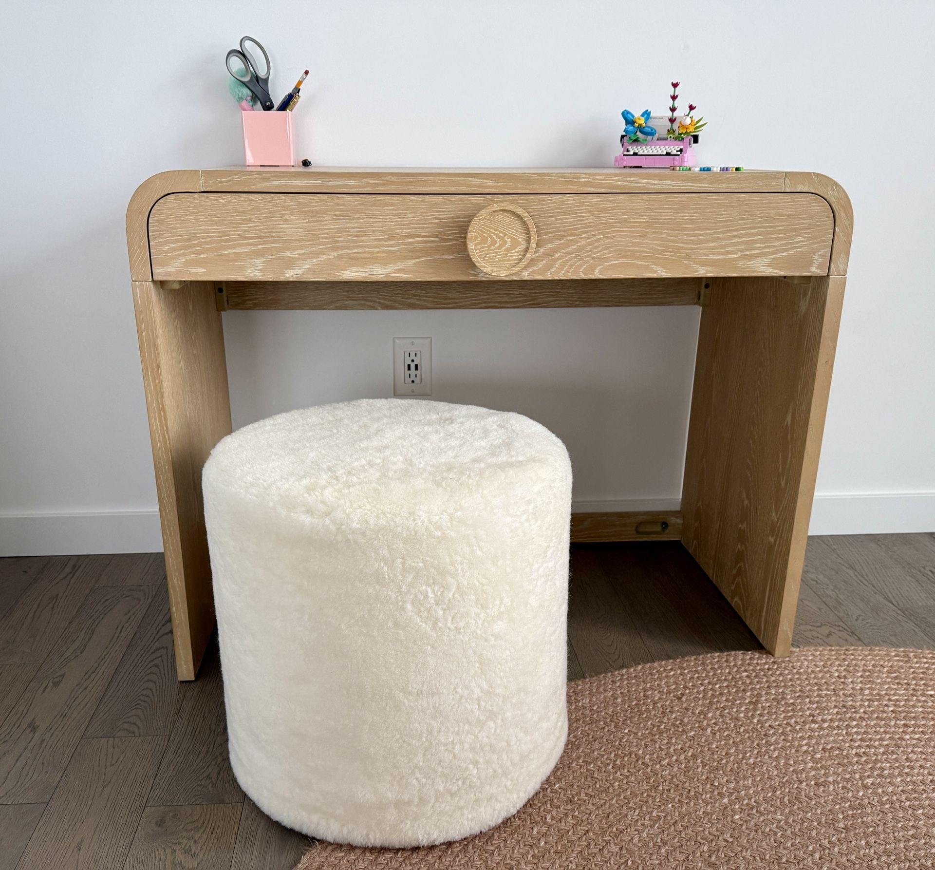 West Elm Kid’s Desk And Pouf