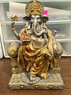 Ganesha Statue Silver and Gold Figurine