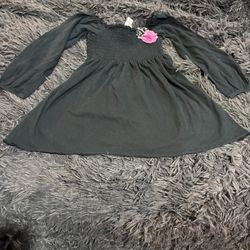 Girlfriends By Anita G Girls Size 7 Black Smocked Dress W/Chiffon Flowers *All items buy one get one for $1*