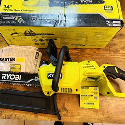 RYOBI 40-Volt HP Brushless 14 in. Electric Cordless Chainsaw (Tool Only) RY405010 (Bulk Packaged), black,yellow
