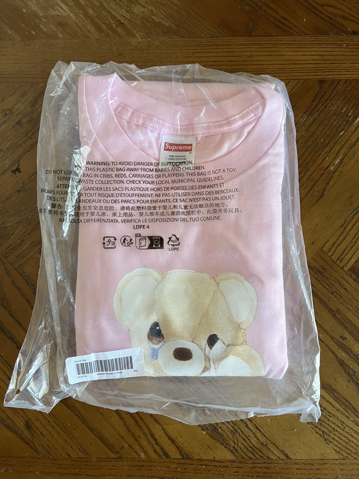 Supreme Bear Tee (SS25) Light Pink Size XXL
