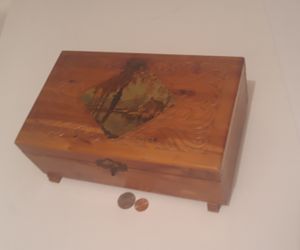 Vintage Wooden Storage Box, Stash Box, 10" x 6" x 4", Dresser Decor, Table Display, Shelf Display. Carved Wood with Water Pond Design