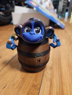 3D Printed Blue Monkey in Barrel Figurine