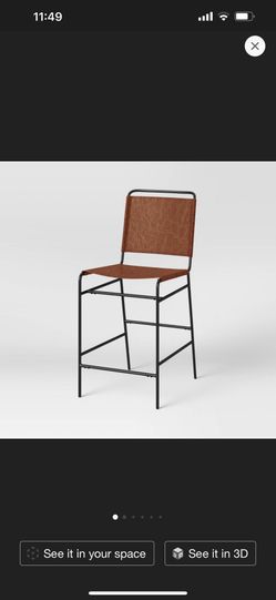 Ward Sling Metal Counter Height Barstool Caramel Faux Leather