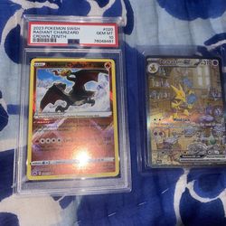 PSA 10 radiant charizard and Alakazam ex from 151
