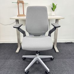 LIKE NEW CONDITION STEELCASE GESTURE CHAIR, GREY FABRIC ON WHITE FRAME WITH LUMBAR SUPPORT! 