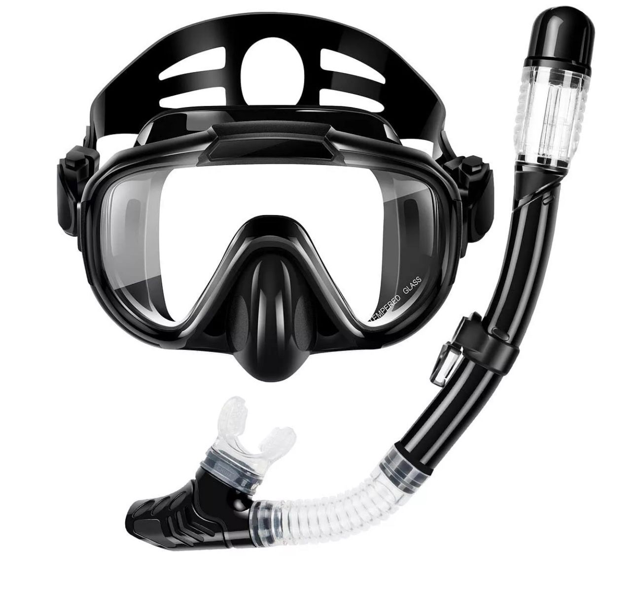 Adults Adjustable Snorkeling Set for Scuba Diving Swimming Training Kit Black