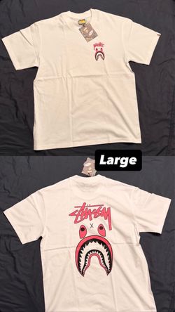 BAPE x Stussy Shark Tee White Large