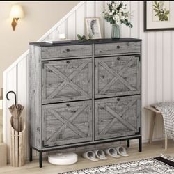 Gray Freestanding Shoe Cabinet