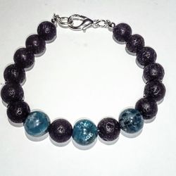 Men's Lava Rock  & Apatite Stone Bracelet 