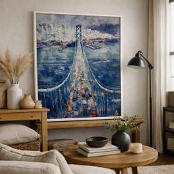 San Francisco Bay Bridge Canvas – Modern Coastal Cityscape Wall Art | Large Framed Statement Piece