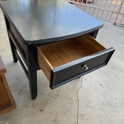 Black solid wood bedside table