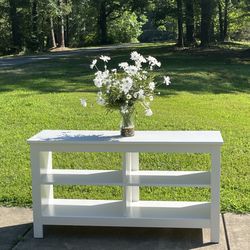 Charming White Console Unit with Shelves