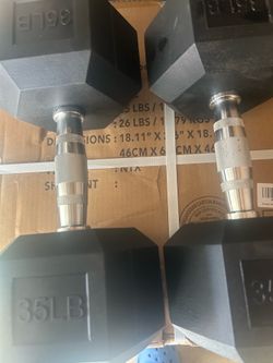 New pair of 35 pounds dumbbells