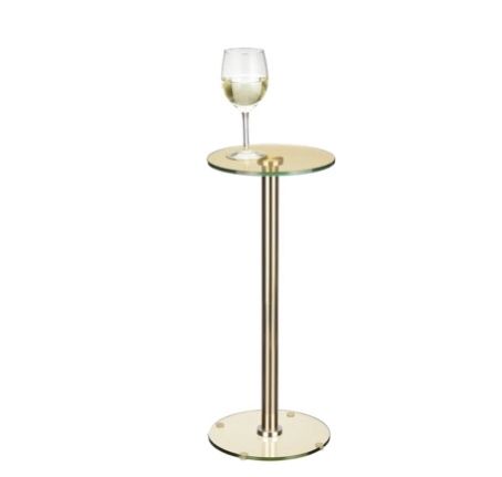 Design Glass Top Side/End Drink Table - Tall Modern Round Accent Metal Nightstand Furniture for Living Room, Dorm, Home Office, and Bedroom - 9.5" Rou